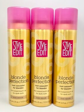 Style Edit Blonde Perfection Root Concealer Root Touch Up DARK BLONDE 4OZ 3 PACK
